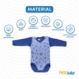 MEA BABY Unisex Baby Long-Sleeved Bodysuit Made of 100% Cotton, Pack of 5, Baby Long Sleeve Bodysuit with Print, Baby Long Sleeve Bodysuit for Girls, Baby Long Sleeve Bodysuit for Boys, Boys.