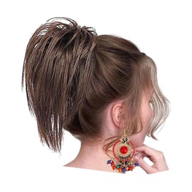 Kopida Messy Bun Hair Piece, Hair Claw Clip in Short Ponytail Extension for Women, Synthetic Tousled updo Hair Buns Hair Piece Short Ponytail Hair Extension, About 12inch(Light brown)