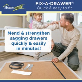 Homemate® Fix-A-Drawer® - The ULTIMATE drawer protection! Mends sagging, broken, buckled, drooping drawers in minutes! (6 x Fix-A-Drawer®)