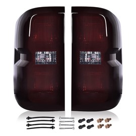 CNNELL 1 Pair Red Lens Rear Tail Light Brake Lamp w/o Wiring Harness Compatible With 14-18 Chevy Silverado 1500/2019 1500 LD/15-19 2500 HD 3500 HD/15-19 GMC Sierra 3500 HD,GM2800293,GM2801293