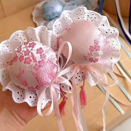China Bun, Cotton Padded, Hair Ornament, Bun, Cover, China Lolita, Cosplay, Accessory, Cheongsam Clothing, Cute, Bun, Hair Pin, Ribbon, Chinese Hair Clip, Halloween, Christmas, Cultural Festival