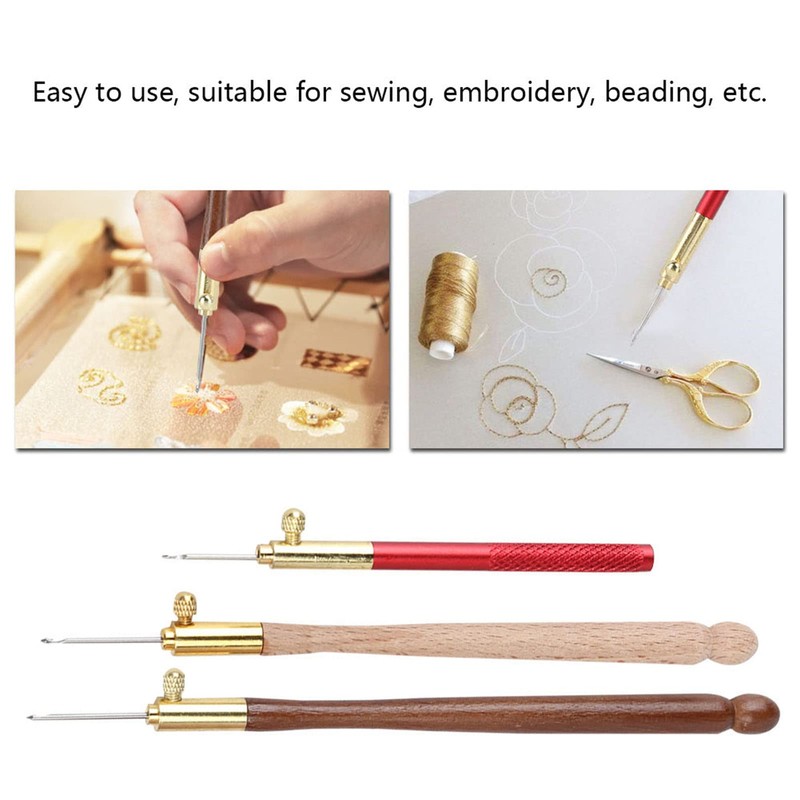 Crochet Hook, 3-Piece Embroidery Crochet Hooks with 9 Needles, Wooden