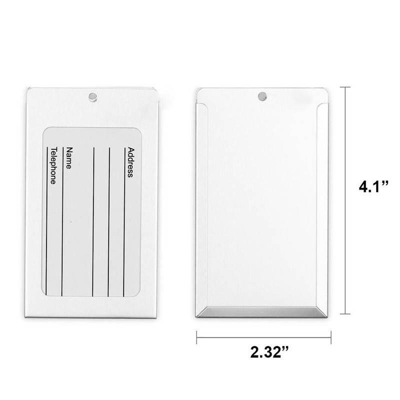 H.W.T Luggage Tags, 2 Pack Metal Rectangular ID Identifier Name