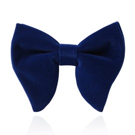 HOULIFE Men's Bow Tie, Adjustable Velvet Bow Tie, Pre-Tied Bow Tie, Plain Bow Ties with Large Butterflies for Groom Wedding Formal with Gift Box, navy blue