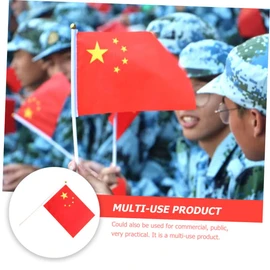 Kisangel 50pcs Handheld Chinese Flags National Flag of China Hand-waved Decorative Mini Flags for Sports Party Garden Decor