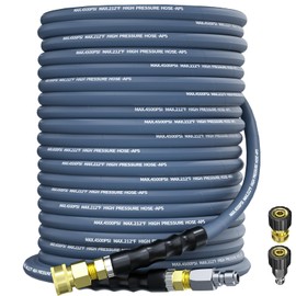 KARHDIR Pressure Washer Hose 100FT 3/8" for Cold and Hot Water 248°F, with Swivel Quick Connect, 4500PSI Kink Resistant Grade Steel Wire Braided, Power Washer Hose With 2pcs M22-14mm Adapter