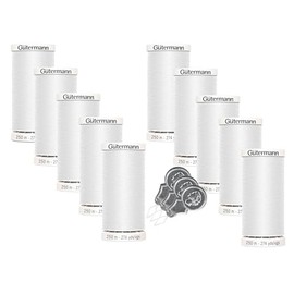 Gutermann Invisible Thread 250m/274yd (736619) - 100% Poyamide - 10 Pack Bundle with 3 Bella's Crafts Needle Threaders