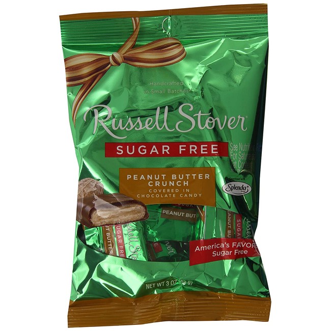 Russell Stover Sugar Free Peanut Butter Crunch with Stevia, 3 Ounce Bag