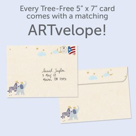 Tree-Free Greetings - New Baby Boy Greeting Card - Artful Designs - 2 Cards + Matching Envelopes - Made in USA - 100% Recycled Paper - 5"x7" - Heartfelt, For Child, Welcome Sweet Boy (GT64439)