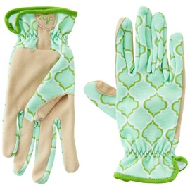 Digz Planter Pro Women's Gardening Gloves and Work Gloves with Touch Screen Compatible Fingertips, Geometric Pattern, Large