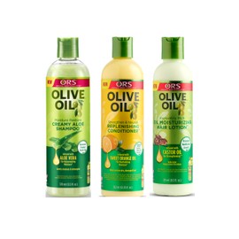 ORS Olive Oil Moisture Restore Creamy Aloe Shampoo - Strengthen & Nourish Replenishing Conditioner - Moisturizing Hair Lotion - Bundle