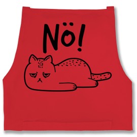Shirtracer - Apron - Adult - 'hm Nö Cat - Funny Cat Motif Gift Cat Owner Cat Fan, 3 Red