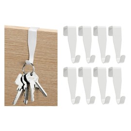 iguTrail Pack of 8 Stainless Steel for Hanging, Individually Coat Hooks, Inside, Colourful Hooks for Outdoor Door, Kitchen, Bathroom, Cabinet Door and Room Door (White)
