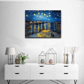HYFBH Van Gogh Canvas Wall Art Canvas Print Starry Night Van Gogh Famous Painting Pictures Abstract Landscape Pictures Printed on Canvas Wall Art for Home Office Decorations 12x16inch