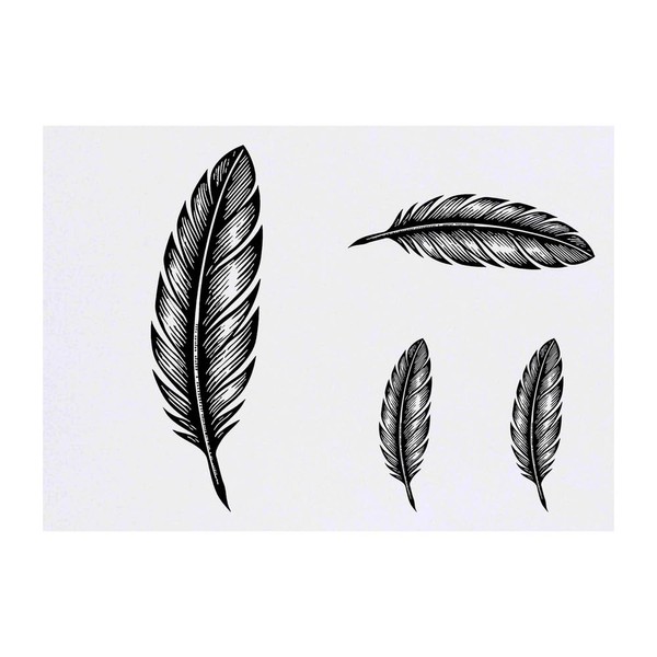 Azeeda 4 x 'Feder' Temporäre Tattoos - Wasserfest, Hautfreundlich &