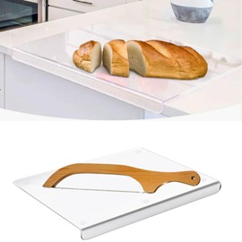 Simply H&K Clear Cutting Board with Lip 16”x 2” & Sourdough Knife for Slicing, Acrylic Cutting Boards for Kitchen, Cutting Boards for Kitchen BPA Free