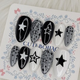 Night sky star handmade nail tips - ballerina / 밤하늘 스타 수제네일팁 - 발레리나