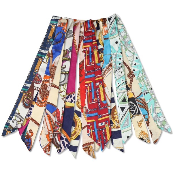 Pack of 10 Silk Scarves, 82 × 3.6 cm, High-Quality