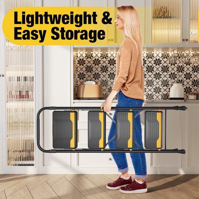 Urackify 4 Step Ladder, Heavy-Duty 800lb Capacity, Wide Anti-Slip Steps