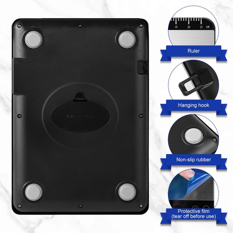 Digital Kitchen Scale, 33lb Capacity, Stainless Steel & Tempered Glass,