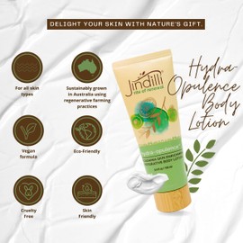 Jindilli Hydra-Opulence Macadamia Body Lotion for Women and Men, All-Natural, Cruelty-Free Moisturizer with Aloe Vera. Ideal for Sensitive Skin, Eczema, Rosacea, Sunburn, Massages. (3.4 fl oz)