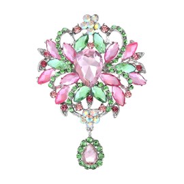 coadipress Rhinestone Sorority Brooch Pin for Women Sparkling Pink Green Full Crystal Greek AKA Sorority Alphah Paraphernalia Lapel Pin Sisterhood Graduation Jewelry Accessory (Flower0084)