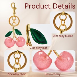 Yiwiso Cherry Keychain Bag Charms Cute Purse Charms for Handbags Cherry Accessory Gifts for Women