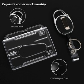 Llaveros Retráctiles de Alta con Funda para Tarjeta, 6 Pcs Soporte de Tarjeta ID en Horizontal y Clip de Cinturon con Cordón de Nylon Extensible para Oficina Autobús