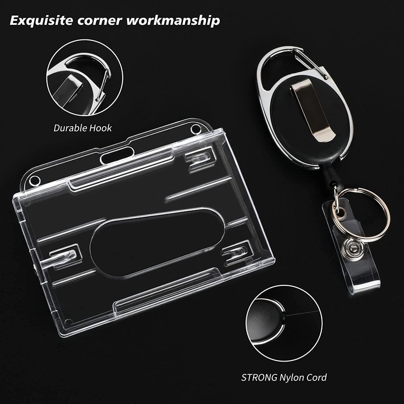 Llaveros Retráctiles de Alta con Funda para Tarjeta, 6 Pcs