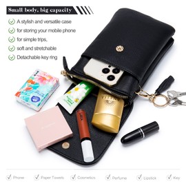 Roulens kleine Handy Umhängetasche Damen, Handytasche mit Geldbörse zum Umhängen, PU Leder Tasche damen für Frauen Designer, verstellbarer Riemen und Schlüsselanhänger