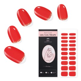 YiMistnnts Semi Cured Gel Nail Strips Salon-Quality Gel Nail Stickers Long Lasting Semi-Cured Nail Wraps for Women Works with UV LED Lamps (Passionate)