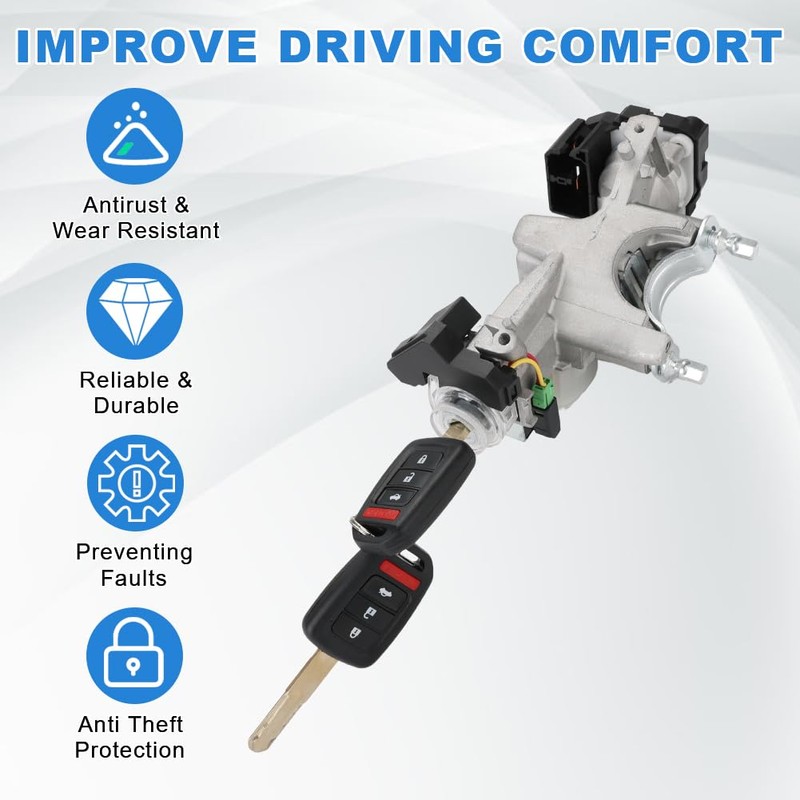 WMPHE Ignition Switch Lock Cylinder with 2 Key Replacement for