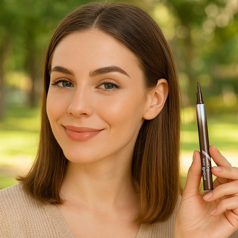 Eyebrow Pen with Precise Fork Tip, Waterproof, Sweat-Resistant, Natural Hair-Like