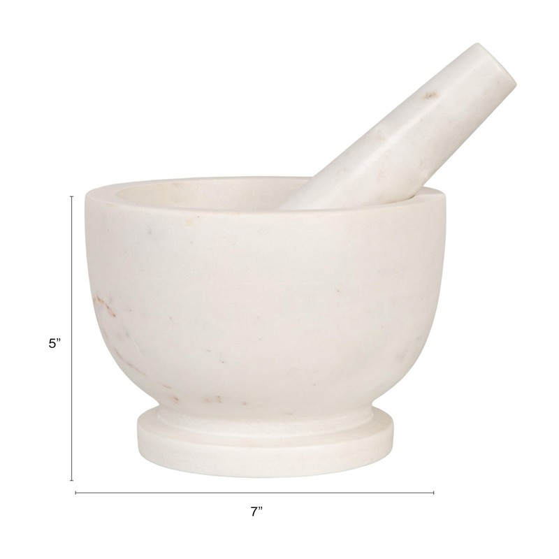 Creative Co-Op Marble Mortar and Pestle, White