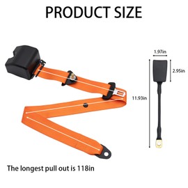 2PCS Adjustable Retractable 3-Point Belt Kit, Universal Fit for Golf Carts, UTV, Trucks, RV, Minivan (Orange)