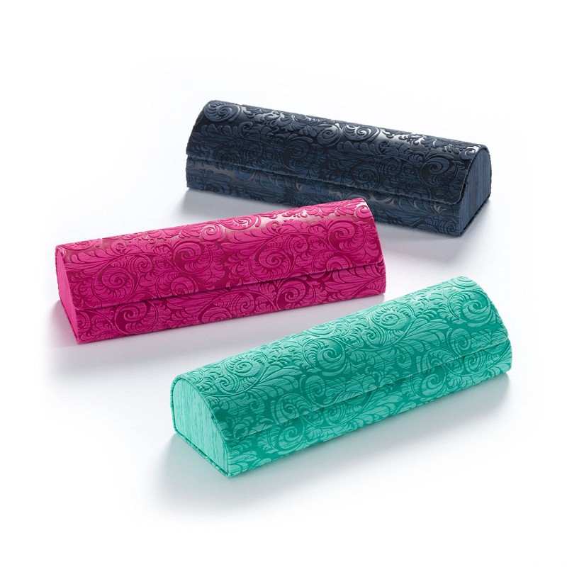 FEFI - Sturdy hard case glasses case in floral relief