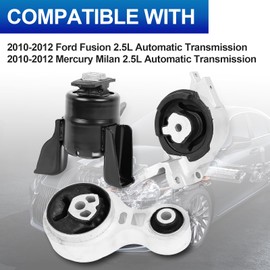 Engine Motor Mounts Set - Compatible with 2010-2012 Ford Fusion L4 2.5L & 2010-2011 Mercury Milan L4 2.5L AUTO, Replace# A4431 A5556 A5740, Set of 3