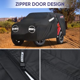 NEVERLAND Car Cover for Jeep Wrangler 2 Door Waterproof Car Covers, All Weather Protection Jeep Sun Rain Protection for Wrangler 2 Door Fits JK JL 2007-2025 Outdoor Covers Black with Door Zipper