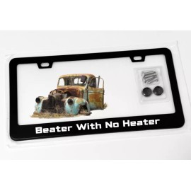 RED COBRA Beater With No Heater License Plate Frame Black Meta with Screws and Caps