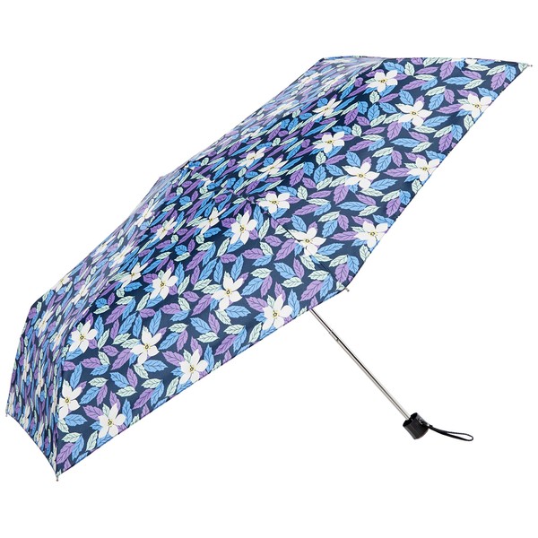 Moonbat FROGRET Folding Umbrella, Aloha Flower, Folding Umbrella, Flower Pattern, Stylish, Cute, Women's Deep Blue, Rib Length: 23.6 inches (60 cm), deep blue
