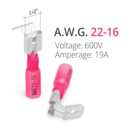 Wirefy 150 PCS Heat Shrink Piggyback Spade Connectors - 3 Way Wire Connectors - Double Spade Connectors - Quick Disconnect Piggyback Terminals - Red 22-16 AWG