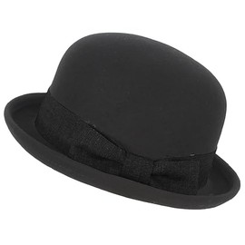 Eohak Wool Cloche Fedora Hat Church Hats for Women Men - Vintage Upturn Brim Bowler Hat Outdoor Fishing Hat, black