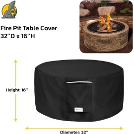Seal Skin Covers Fire Pit Cover 32"x16" Round Waterproof 600D Heavy Duty Outdoor Black