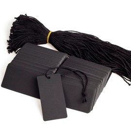 200pcs Gift Tags with String, Kraft Paper Blank Tags, Price Tags,Marking Tags,Display Label for DIY Project,Gifts Arts and Crafts Wedding Holiday (Black)