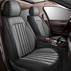 RAWAKORW Car Seat Covers Fit for Acura TL 2004-2014 Front Set Faux Leather Seat Cover with 3D Flank (2 Seats, Black&Grey)