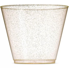 Munfix MT9100GG 100 Vasos De Plástico Con Purpurina  Vasos De Plástico Trans