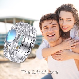 POPLYKE Sunflower Fidget Rings for Anxiety 925 Sterling Silver Spinner Rings for Women Anti Stress Mood Rings Gifts, Sterling Silver