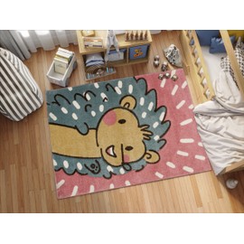 KC Cubs Boy & Girl Modern Decor Multicolor Area Rug and Carpet Collection for Kids, Toddlers and Baby Nursery, Animal Face Pink Huggable Hedgehog