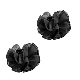 2Pcs Black Large Chiffon Claw Clip Hair Bow Large Size Black Fabric Ribbon Flower Rose For Women Clamps Accessories Clips Jaw Claw,Clips and Barrettes,Hair Accessories