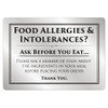 Food Allergy and Intolerances Safety Sign Notice Allergen A4 Brushed